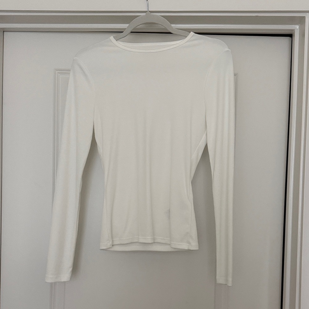 Abercrombie Ribbed White Long Sleeve Top